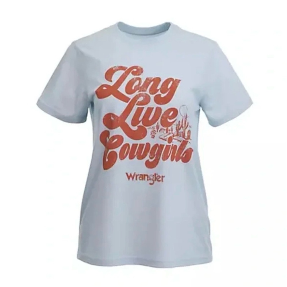 Wrangler Light Blue Tee Long Live Cowgirls Size Medium